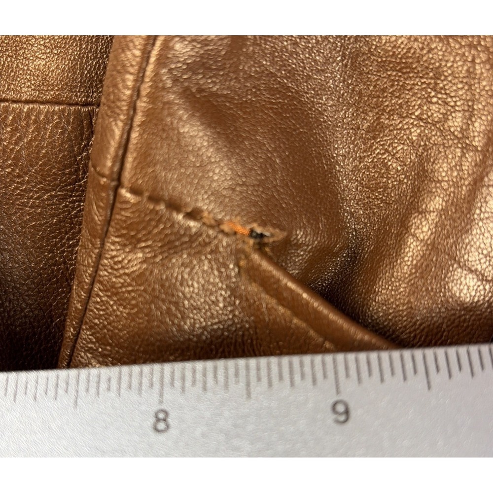 Vintage Lord & Taylor Women's 8 Brown Lamb Leather Blazer Jacket - Picture 6 of 13